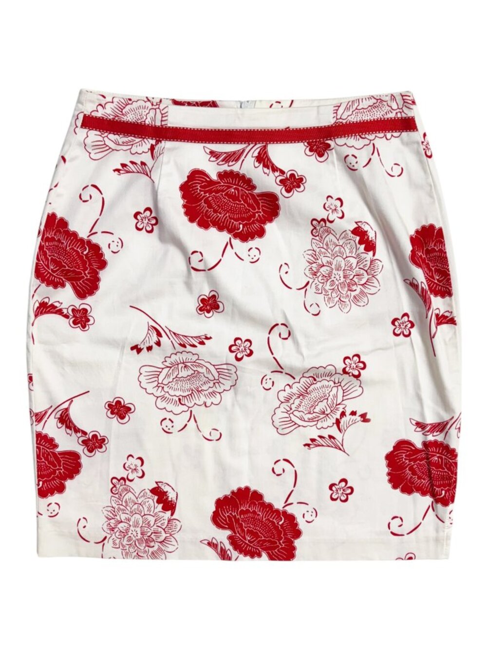 Annie Alexander White & Red Florals Cotton Skirt (6)